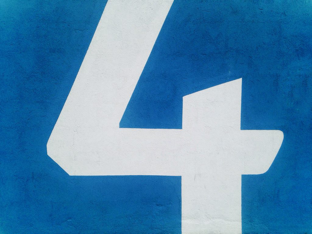 Number 4 Big and White Number 4 in Blue color background, ERP(Enterprise Resource Planning) System in Singapore